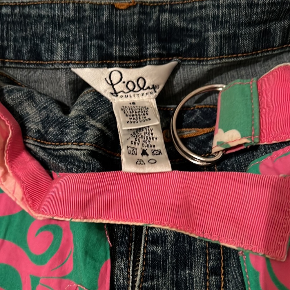 Holy grail super rare limited edition patchwork blue jeans Lilly Pulitzer sz 16 - Picture 2 of 9
